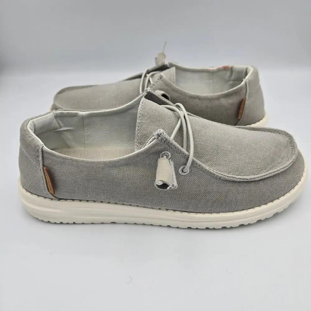 Hey Dude Wendy Chambray Light Grey Slip‑On Shoes – Women’s 8